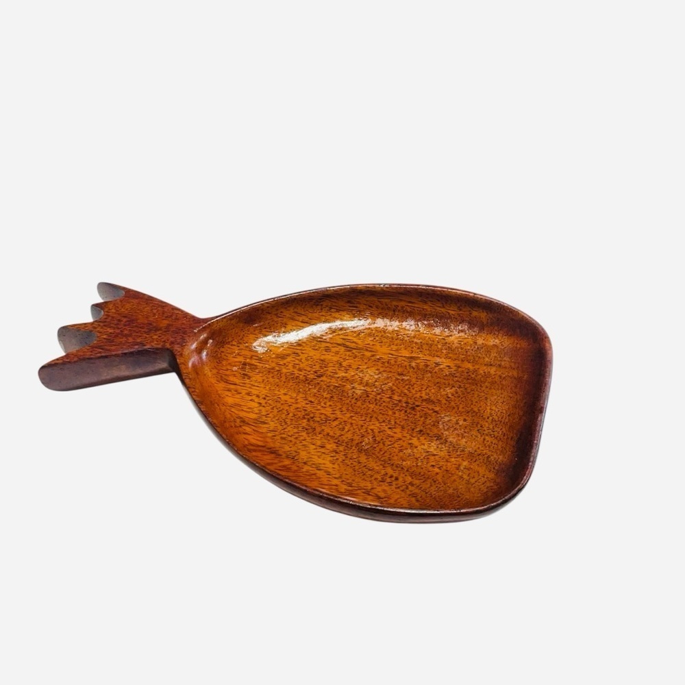 Vtg PANTALCRAFT Handmade HAITI Genuine Mahogany PINEAPPLE Nut Dish